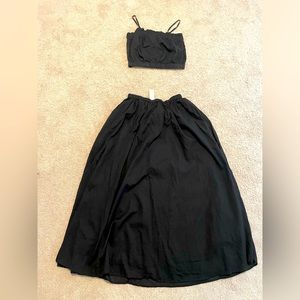 2 piece skirt and crop top set, Black, Small